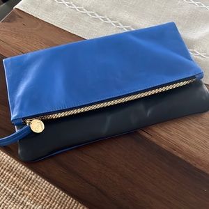 Blue and black Clare v fold over clutch